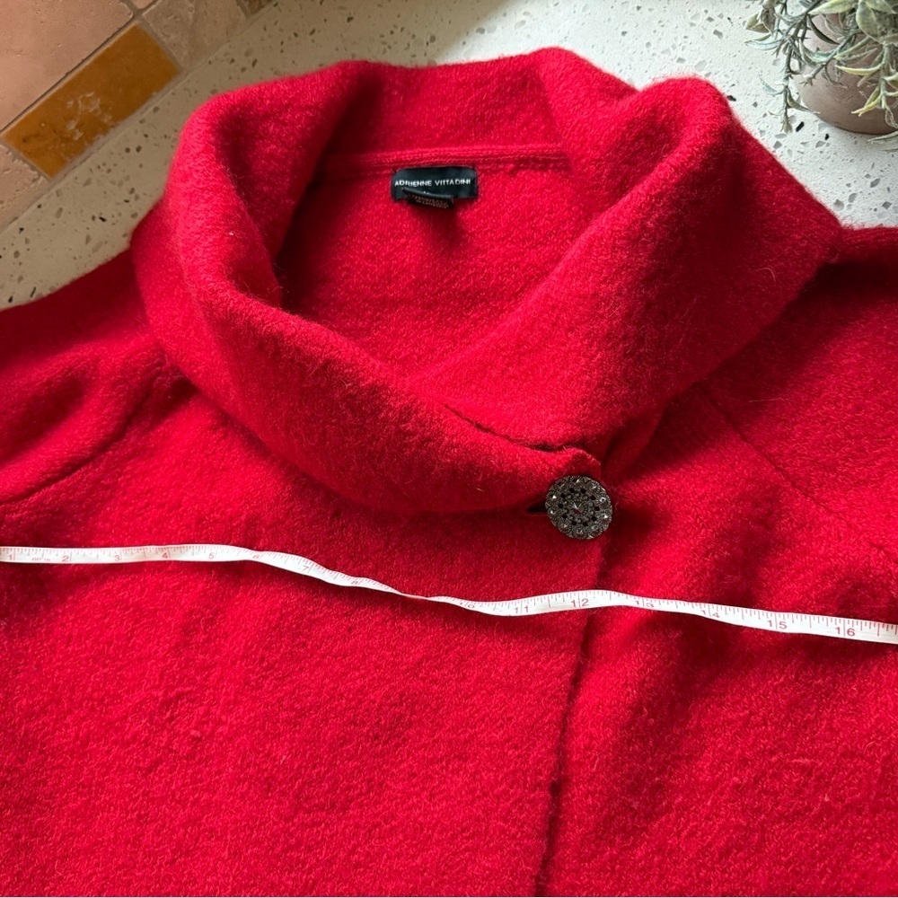 Adrienne Vittadini Vibrant Red Cowl Neck Sweater jacket XS - Picture 3 of 8